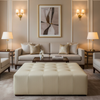 Algiers - Oatmeal Performance Vinyl Upholstered Ottoman | Architectural Fabrics