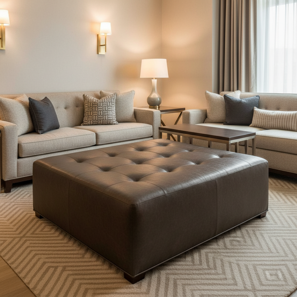 Kralendijk - Truffle Upholstered Ottoman | Architectural Fabrics