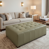 Smooth Pebble Grain Dusty Olive Upholstered Ottoman | Architectural Fabrics