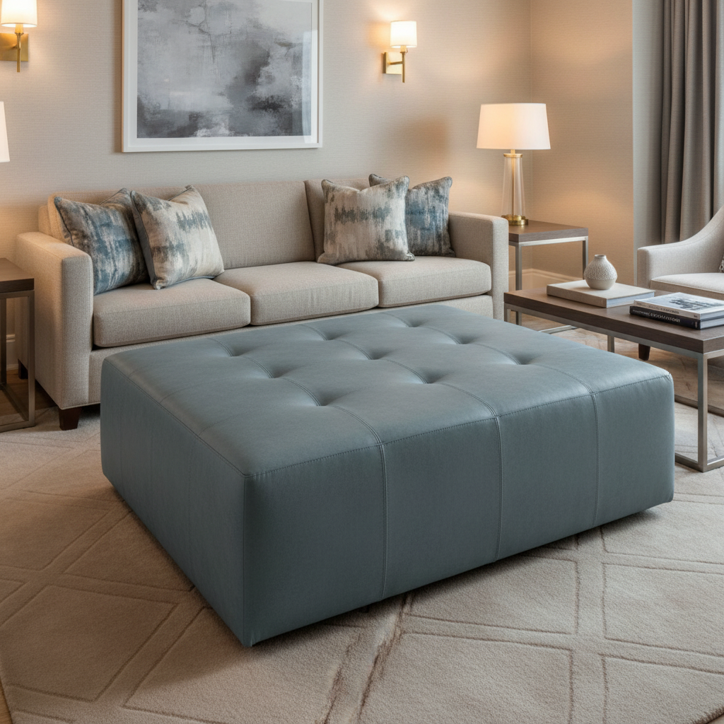 Kralendijk - Blue Moon Upholstered Ottoman | Architectural Fabrics