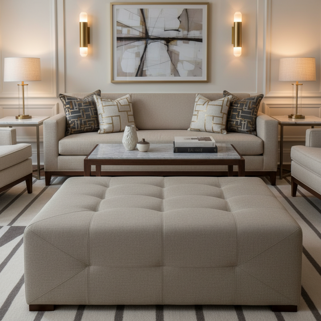 Pinnacle Rock - Stone Upholstered Ottoman | Architectural Fabrics