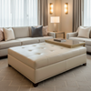 Smooth Pebble Grain Soft Fawn Upholstered Ottoman | Architectural Fabrics