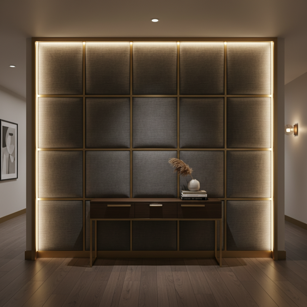 Linen Island - Cinder Upholstered Wall Panel | Architectural Fabrics