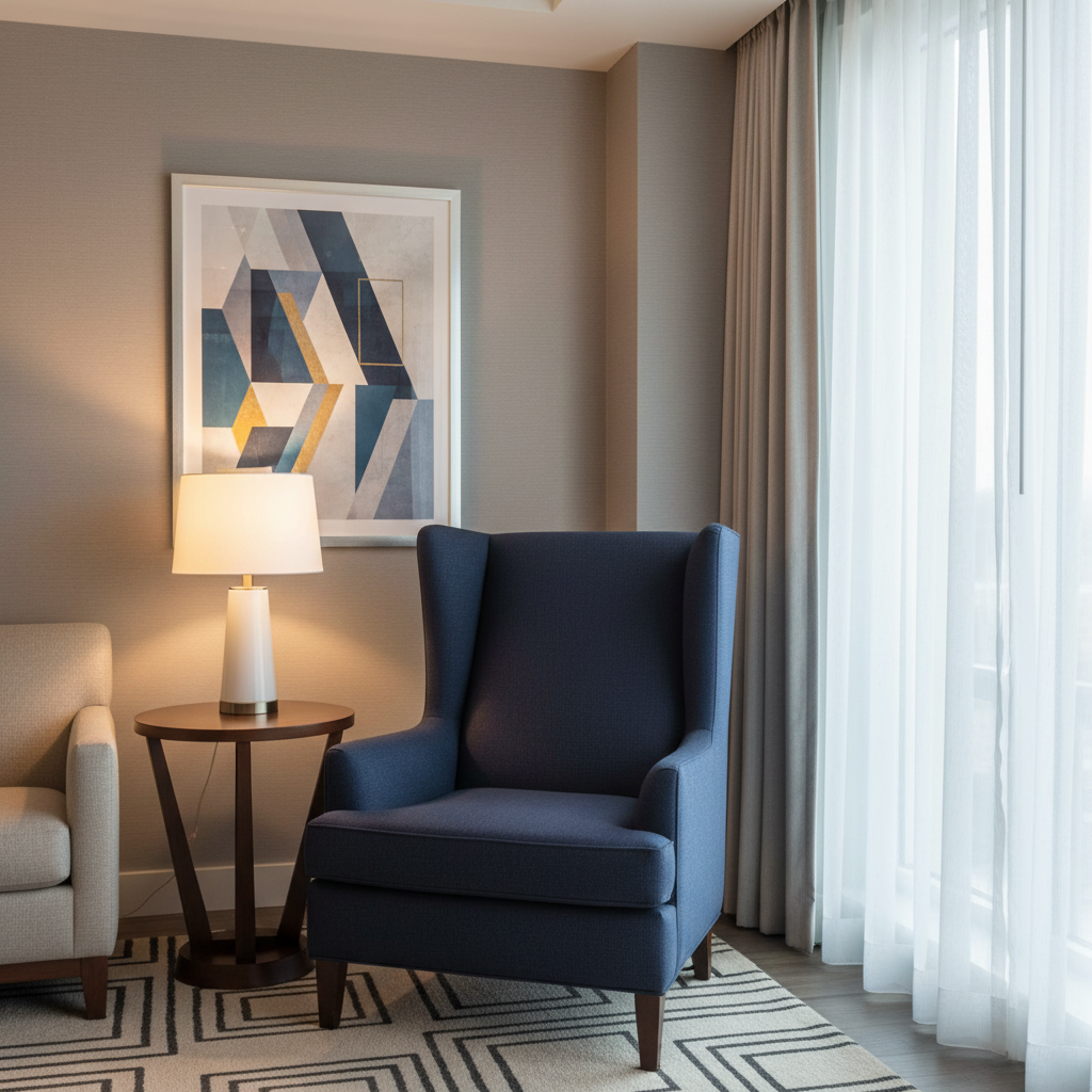 Subtle Velvet Texture Deep Indigo Upholstered Chair | Architectural Fabrics