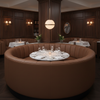 Smooth Pebble Grain Rich Umber Upholstered Banquette | Architectural Fabrics