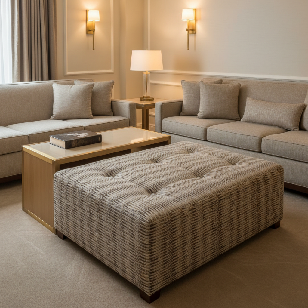 Apache - Emberwood Silicone Hybrid Upholstered Ottoman | Architectural Fabrics