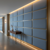 Smooth Pebble Grain Dusty Blue Upholstered Wall Panel | Architectural Fabrics