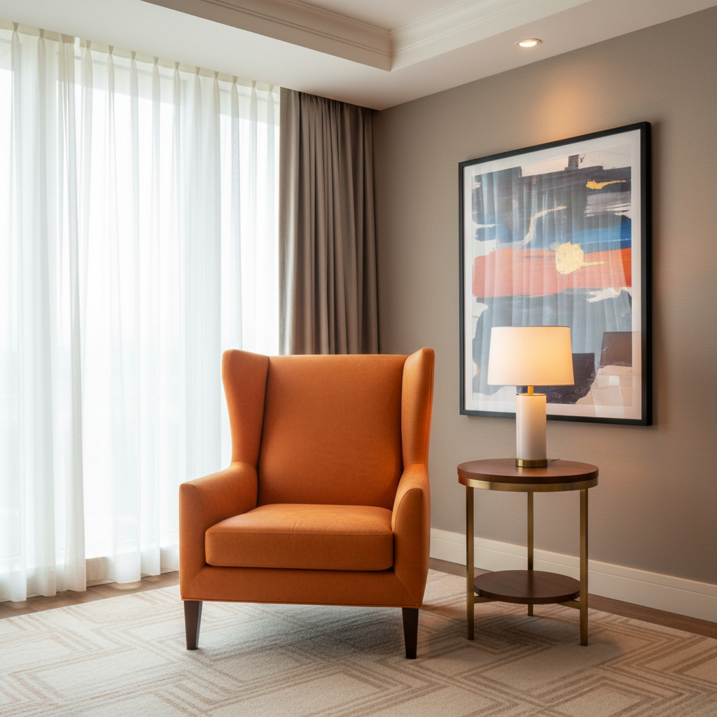 Smooth Pebble Grain Tangerine Dream Upholstered Chair | Architectural Fabrics