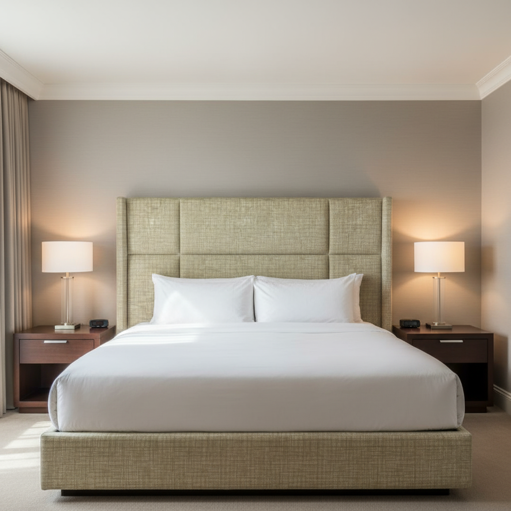 Woven Crosshatch Texture Soft Olive Upholstered Headboard | Architectural Fabrics