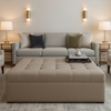 Subtle Woven Texture Soft Taupe Upholstered Ottoman | Architectural Fabrics
