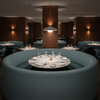 Fine Woven Texture Dusty Teal Upholstered Banquette | Architectural Fabrics