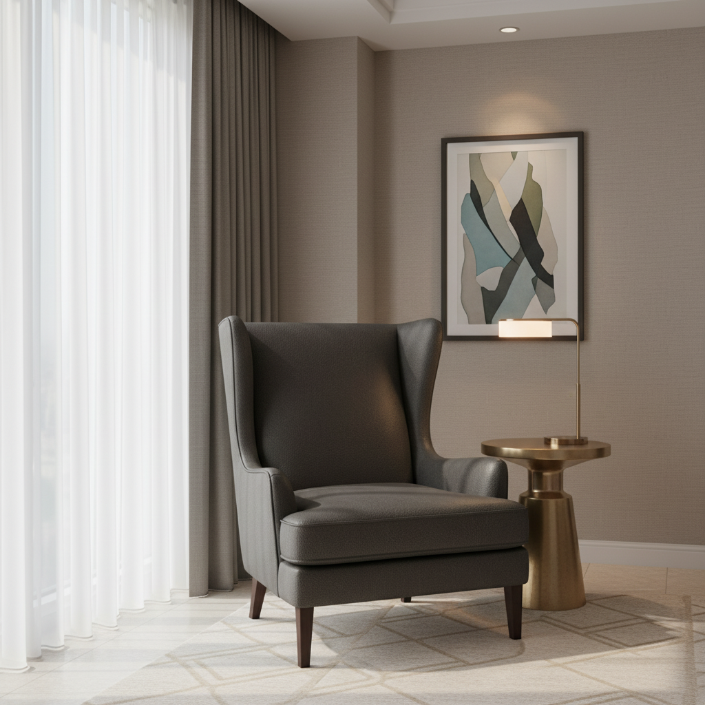 Algiers - Charcoal Performance Vinyl Upholstered Chair | Architectural Fabrics