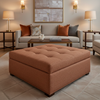Abaca - Terracotta Weave Tekloom Performance Upholstered Ottoman | Architectural Fabrics