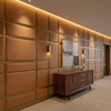 Smooth Leather Grain Caramel Tan Upholstered Wall Panel | Architectural Fabrics