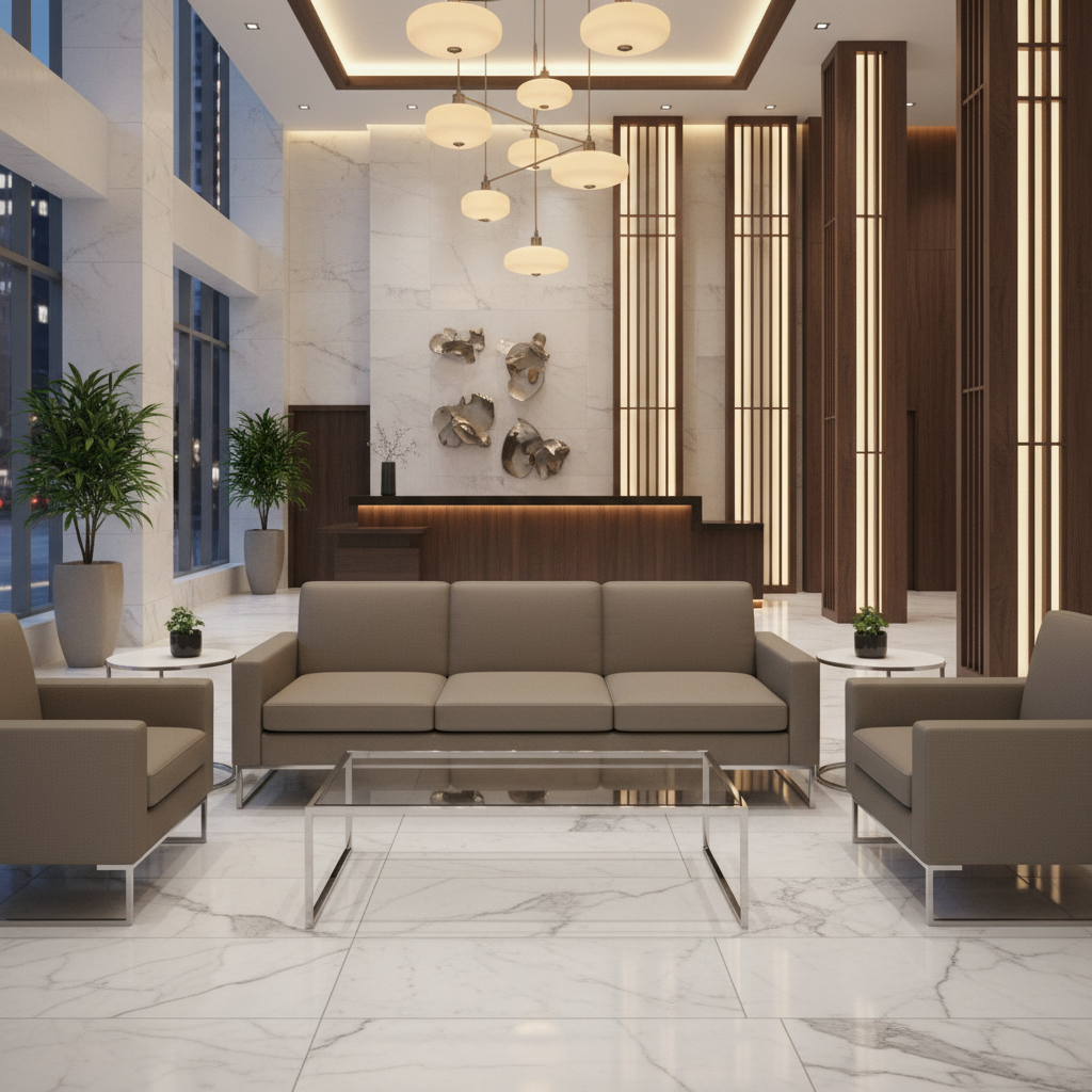 Fine Pebble Grain Mushroom Taupe Upholstered Sofa | Architectural Fabrics