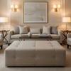 Monterey Hemp Transitional Taupe & Ecru Upholstered Ottoman | Architectural Fabrics