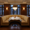 Brushed Linen Weave Golden Wheat Upholstered Banquette | Architectural Fabrics