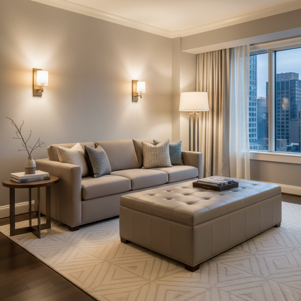 Wytheville Granite Upholstered Ottoman | Architectural Fabrics