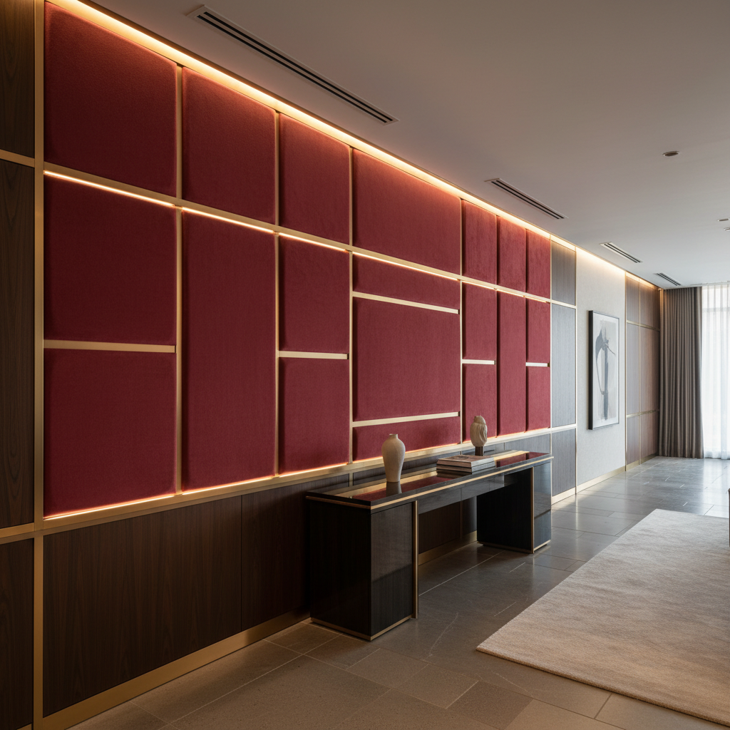 Ultrasuede  Mulberry Red Upholstered Wall Panel | Ultrasuede Upholstery