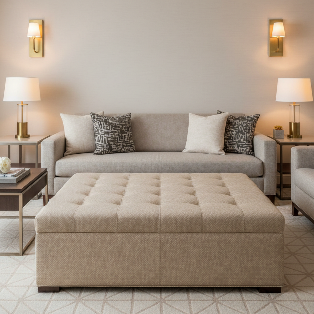 Aster - Aster Layered Polyurethane Upholstered Ottoman | Architectural Fabrics