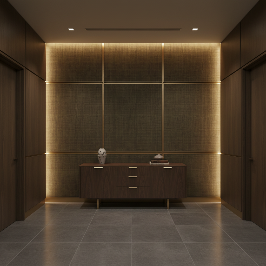Fine Woven Texture Dark Bronze Upholstered Wall Panel | Architectural Fabrics