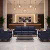 Fine Pebble Grain Deep Indigo Upholstered Sofa | Architectural Fabrics