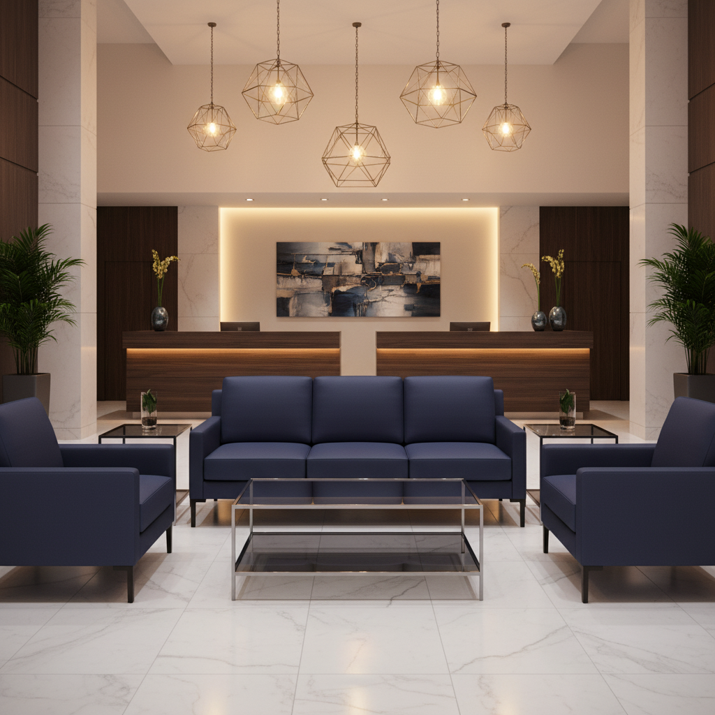 Fine Pebble Grain Deep Indigo Upholstered Sofa | Architectural Fabrics