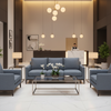 Woven Canvas Texture Denim Blue Upholstered Sofa | Architectural Fabrics