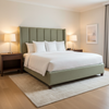 Linen Weave Texture Olive Drab Upholstered Headboard | Architectural Fabrics