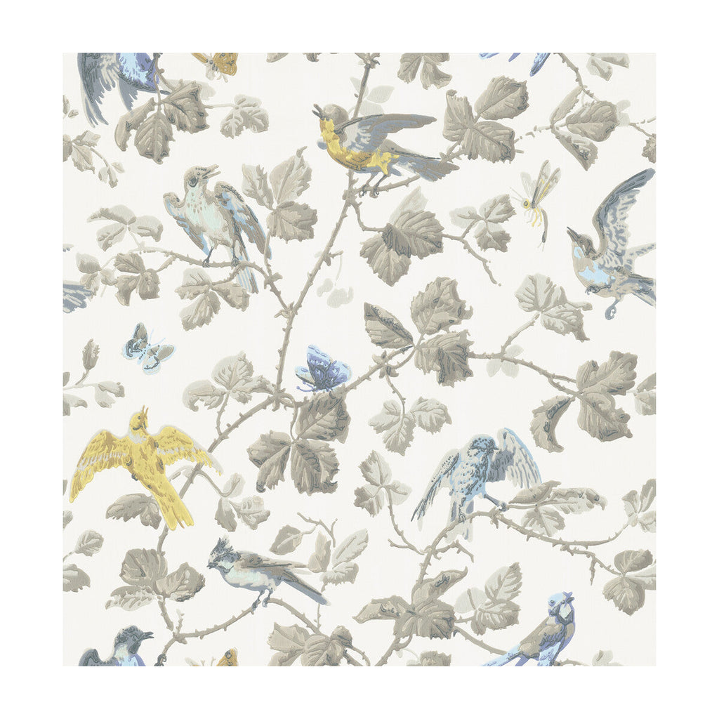 Winter Birds - Yellow & Grey  By Cole & Son | Cole & Son Archive Anthology |Animal/Insects Botanical & Floral Wallcovering Print