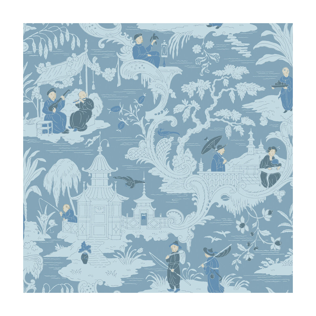 Chinese Toile - Blue  By Cole & Son | Cole & Son Archive Anthology |Chinoiserie Global Wallcovering Print