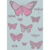 Butterflies & Dragonflies - Pink On Blue  By Cole & Son | Cole & Son Whimsical | Animal/Insects Wallcovering Print