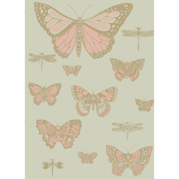 Butterflies & Dragonflies - Pink On Oliv | Cole & Son