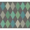 Punchinello - Teal On Char  By Cole & Son | Cole & Son Whimsical |Diamond Geometric Wallcovering Print