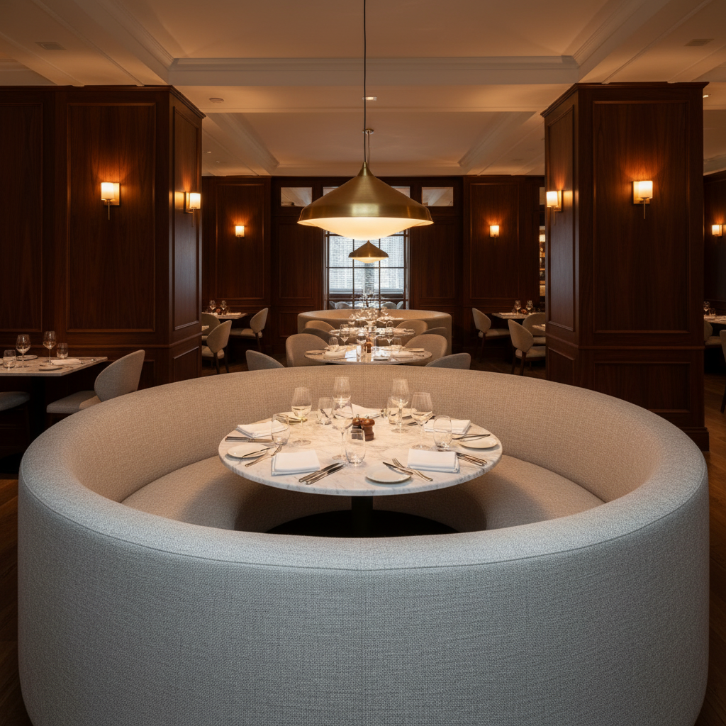 Fine Woven Texture Soft Silver Upholstered Banquette | Architectural Fabrics