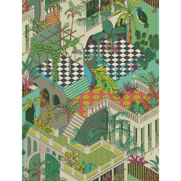 Miami - Green And Coral  By Cole & Son | Cole & Son Geometric Ii |  Wallcovering Print