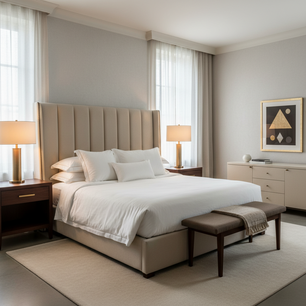 Elkton Barley Transitional ivory & cream Upholstered Headboard | Architectural Fabrics