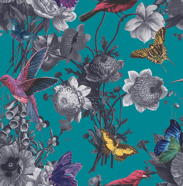 Jardin Teal Wallcovering | Graham & Brown