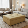 Brushed Linen Weave Golden Sand Upholstered Ottoman | Architectural Fabrics