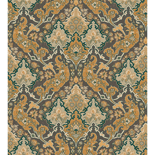 Pushkin - Ginger & Charcaol Multi By Cole & Son | Cole & Son Mariinsky Damask |  Wallcovering Print