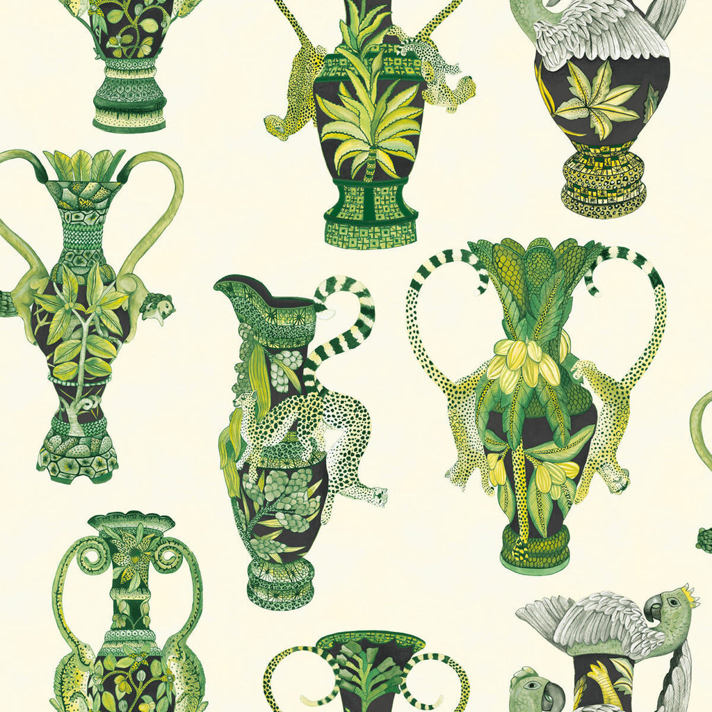 Khulu Vases - Green & White Multi By Cole & Son | Cole & Son Ardmore |  Wallcovering Print