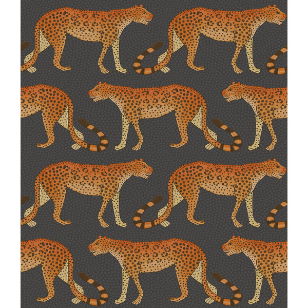 Leopard Walk - Charcoal & Orange Multi By Cole & Son | Cole & Son Ardmore |  Wallcovering Print