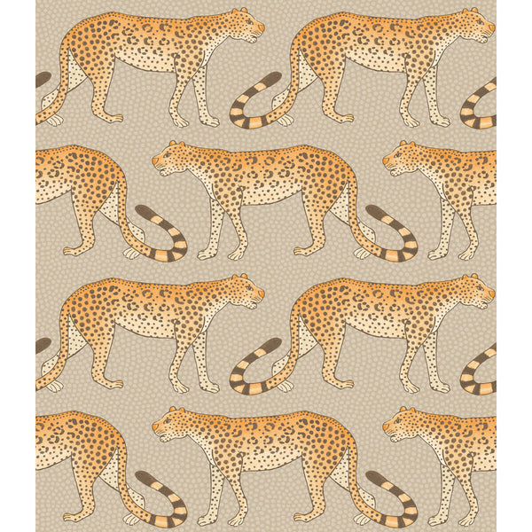 Leopard Walk - Stone & Orange Multi | Cole & Son