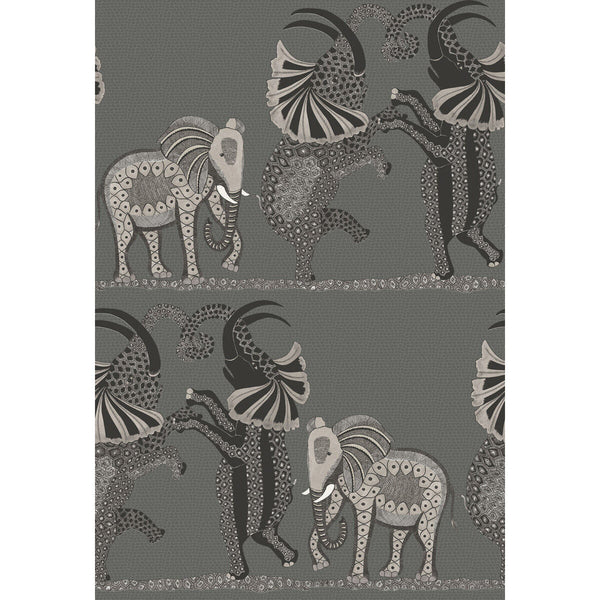 Safari Dance - Charcoal Black & White Charcoal By Cole & Son | Cole & Son Ardmore |  Wallcovering Print