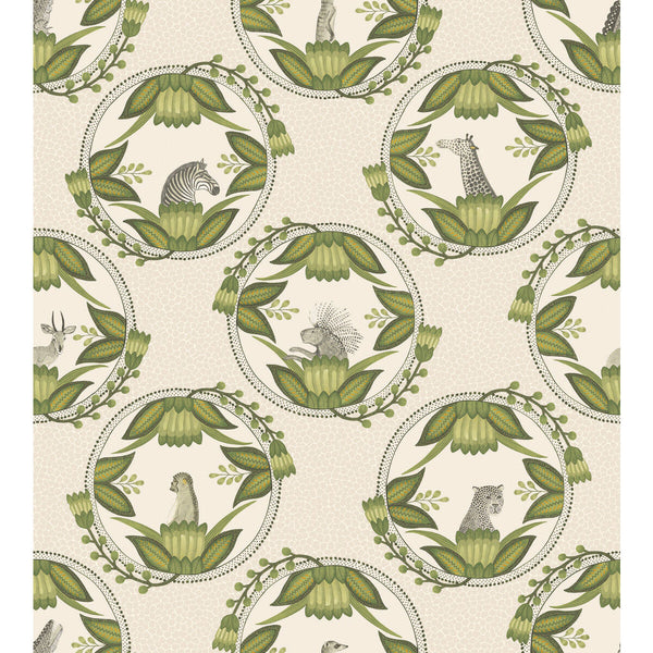 Ardmore Cameos - Stone & Green Multi | Cole & Son