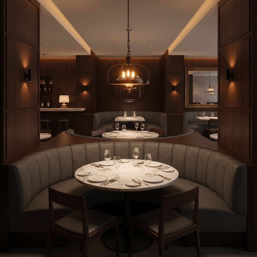 Subtle Leather Grain Charcoal Grey Upholstered Banquette | Architectural Fabrics