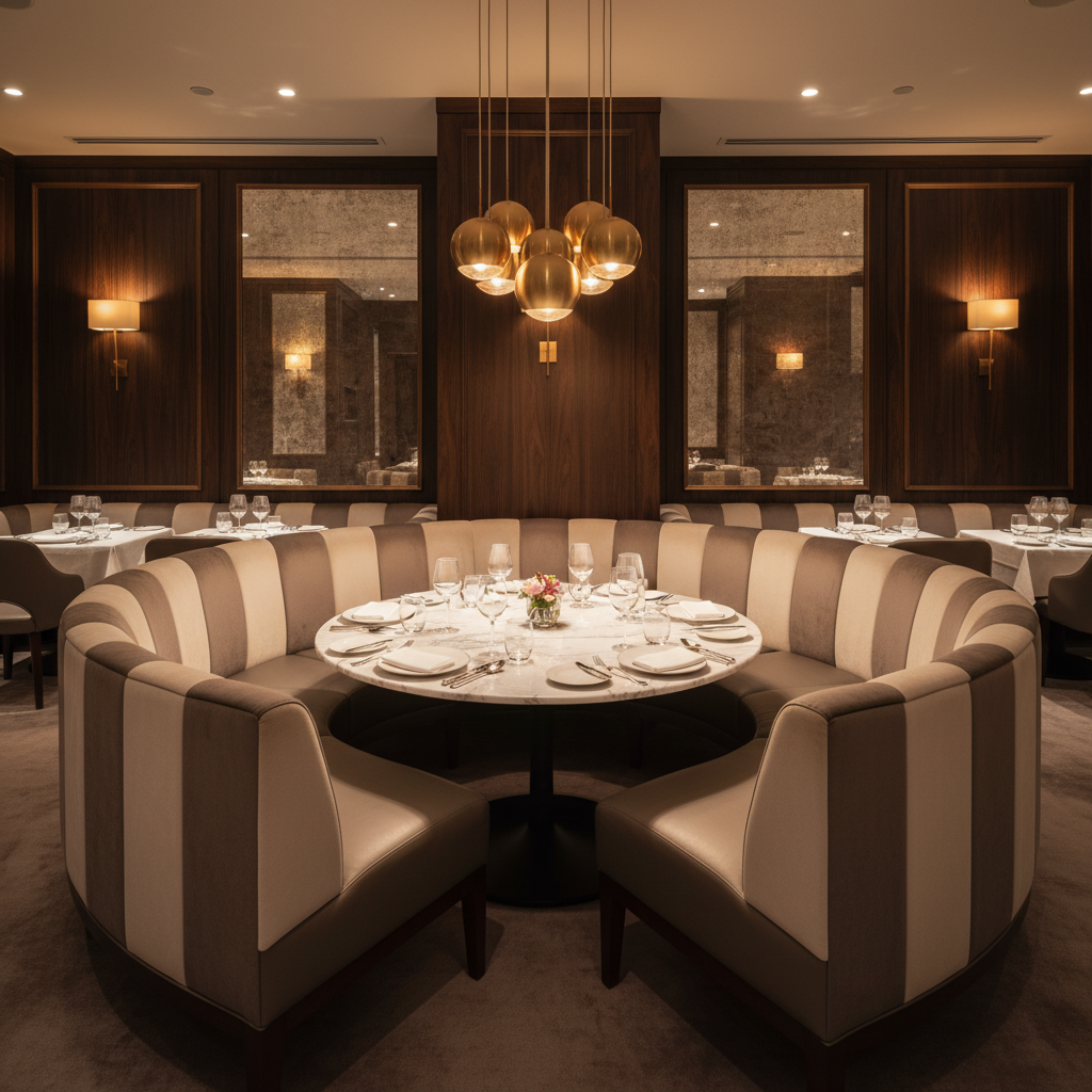 Lawrenceville Taupe / Ivory Contemporary gray & white Upholstered Banquette | Architectural Fabrics