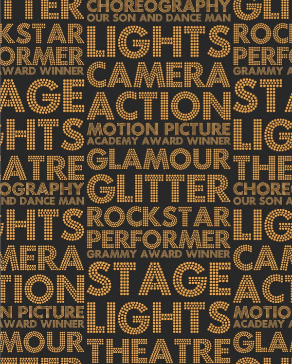 Lights Camera Action - Gold/Black Retro | Architectural Wallcoverings