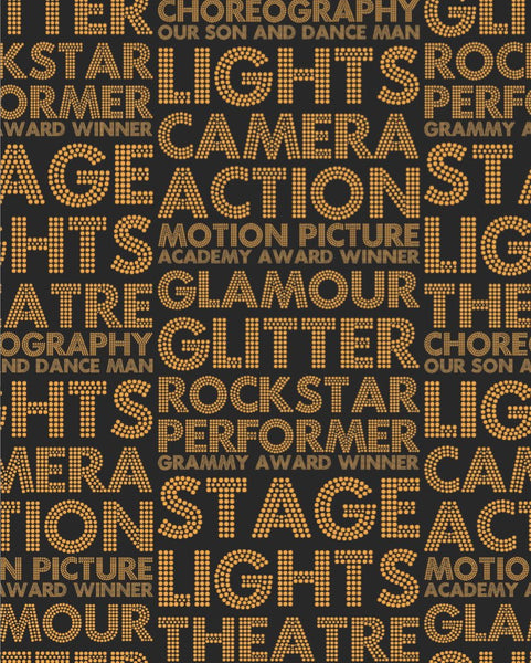 Lights Camera Action - Gold/Black |  Wallcovering | DW Bespoke Studios