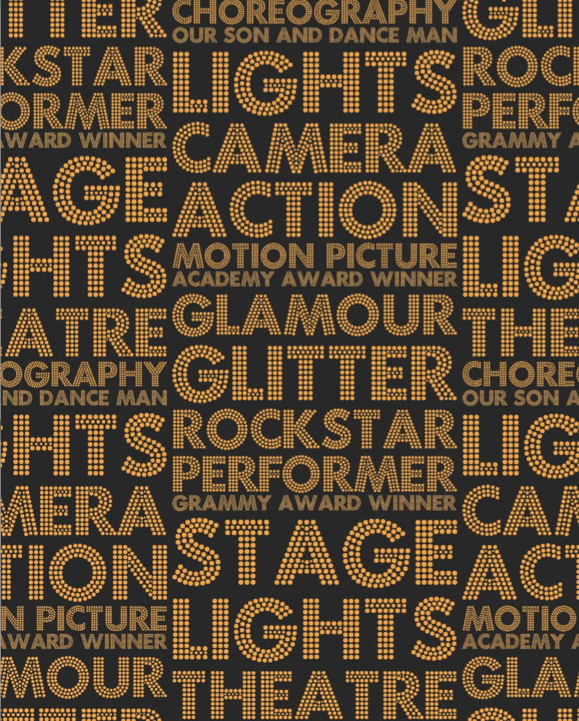 Lights Camera Action - Gold/Black |  Wallcovering | DW Bespoke Studios